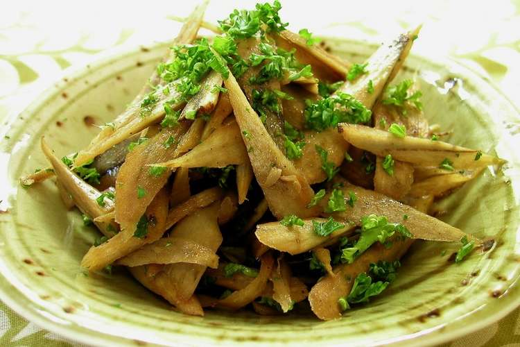 下茹 レンジ5分 ごぼうパセリバター醤油 レシピ 作り方 By 回塾長回 クックパッド 簡単おいしいみんなのレシピが374万品