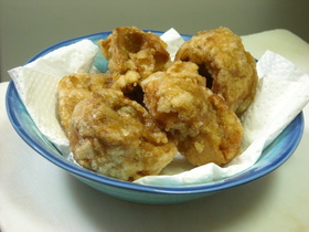鶏唐..に見えますか?くるま麩揚げ♪