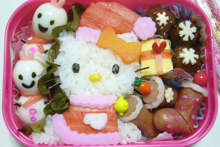 キャラ弁 キティサンタのクリスマス弁当 レシピ 作り方 By ｓｕｍｏｍｏｎｇａ クックパッド 簡単おいしいみんなのレシピが355万品