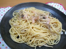 つゆマヨ味♪きのこの和風スパゲッティ