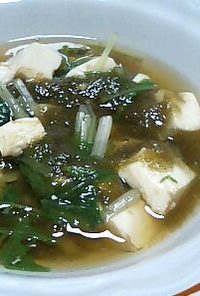 豆腐と水菜のとろろ昆布スープ