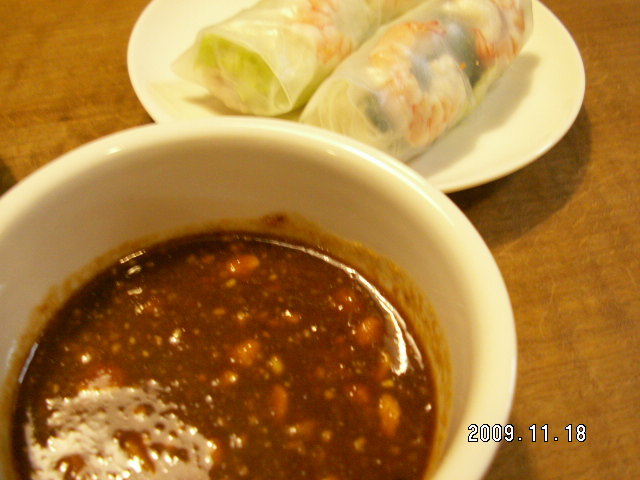 春巻きボウルとピーナッツソースのレシピ