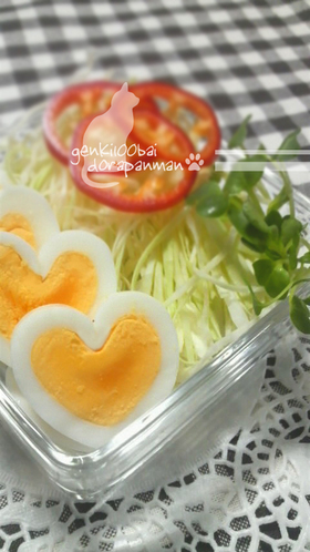 捨てないで ラップの芯で ハートのゆでたまご が作