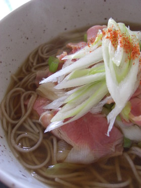 ベーコン葱蕎麦