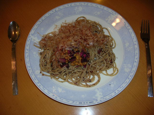 納豆スパゲティ梅風味の画像