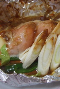 オーブン任せ♫鮭のにんにく味噌ホイル焼き