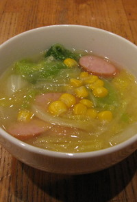 白菜の簡単スープ、味噌ラーメン風