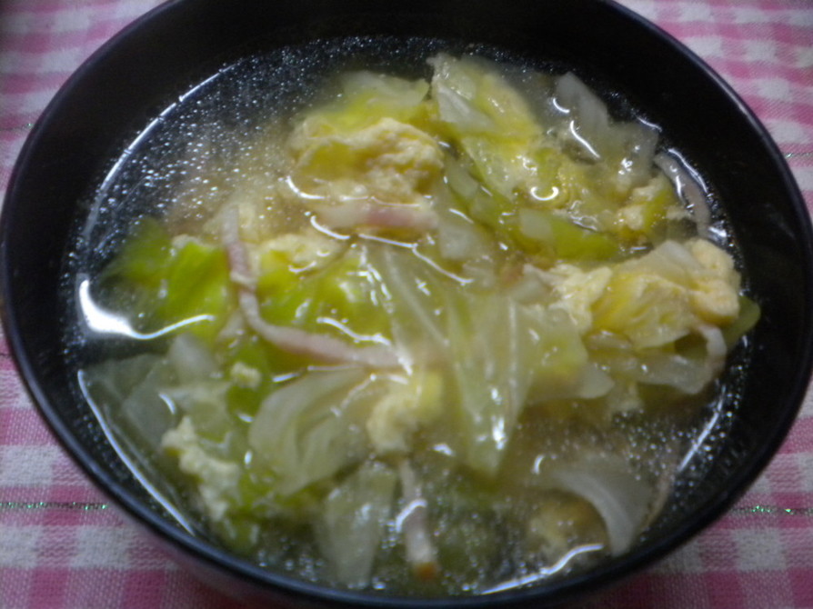 コンソメ（キャベツベーコンの卵スープ）の画像
