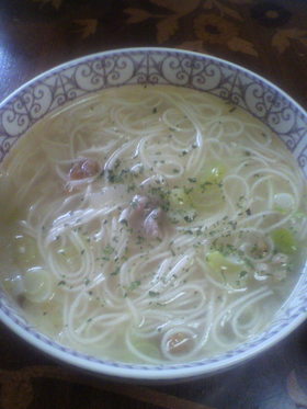 鶏かわ葱塩そうめん