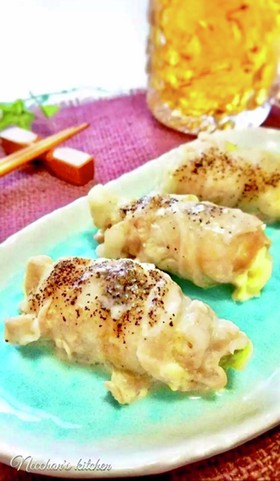 お弁当おつまみに♪わさびチーズ白菜肉巻き