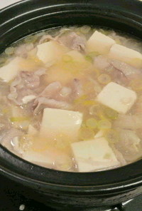 たらこ×豆腐×豚バラのねぎ塩スープ鍋☆