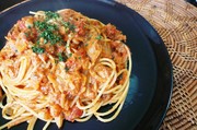 鯖味噌缶で♡味噌トマトクリームパスタ♪の写真
