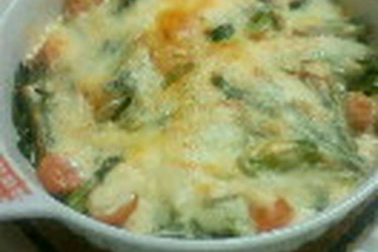 ほうれん草とウインナーのチーズ焼き レシピ 作り方 By Bocみく クックパッド 簡単おいしいみんなのレシピが366万品