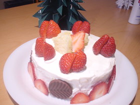 ふんわり苺クリームのクリスマスケーキ