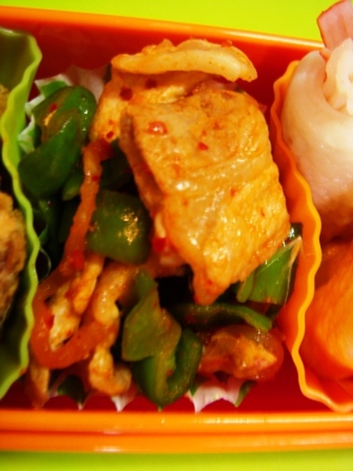 お弁当に✿ピーマン豚キムチの写真