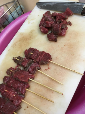 ヒシと牛肉の串焼きのレシピ