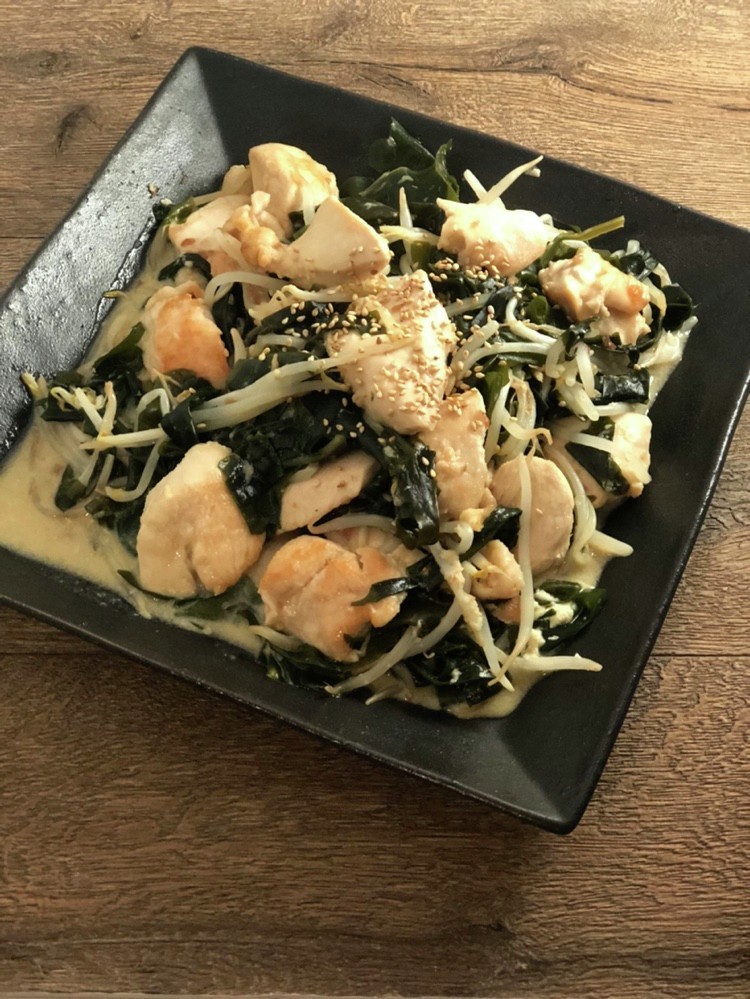 胸肉のもやし炒め