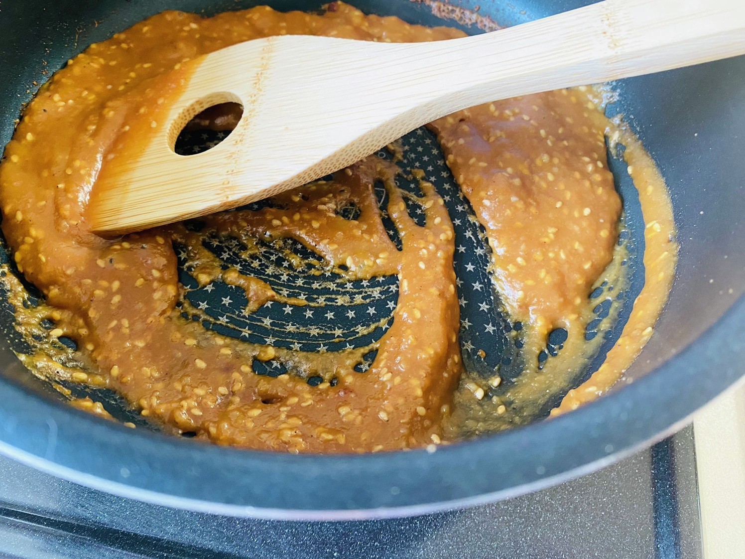 Picture of frying the miso mixture