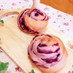HB使用♡紫芋（紅芋）のお花パン