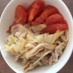 豚肉とエノキの炒め物とトマトロースト