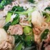 青梗菜、イカ、豚で中華風うま煮。うまうま