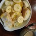 ホットラテ朝食　バナナパンプディング
