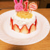 1歳お誕生日ケーキ♡白桃のバラ♡