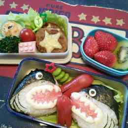 水族館遠足 簡単サメおにぎりのキャラ弁 のつくれぽ クックパッド 簡単おいしいみんなのレシピが340万品