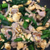 アスパラ菜と豚肉とふわふわ卵の炒め物