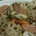 蓮根と舞茸とベーコンのペペロンチーノ