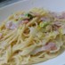 白菜とベーコン(^ω^)クリームパスタ