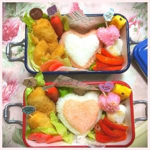 大人 キャラ弁wハート弁当 バレンタイン レシピ 作り方 By ミオナン クックパッド 簡単おいしいみんなのレシピが356万品