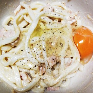 混ぜるだけ 即席カルボナーラうどん 時短 レシピ 作り方 By まりも ゲーム料理 クックパッド 簡単おいしいみんなのレシピが360万品