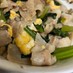 豚バラ肉と小松菜と舞茸の卵炒め