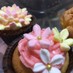 ミニマシュマロでお花のカップケーキ
