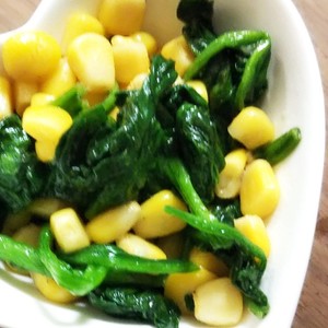 幼児食 ほうれん草とコーンのバター炒め レシピ 作り方 By ガリ トトロ クックパッド 簡単おいしいみんなのレシピが360万品