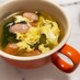 小松菜とソーセージに卵のスープ◎簡単です