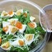 ゆで卵と水菜とレタスのサラダ