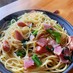 小松菜とソーセージのペペロンチーノパスタ
