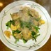 小松菜とベーコン（豚バラ）の卵とじ