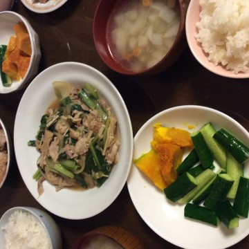 豚肉、小松菜、かぶの夕食(+離乳食)