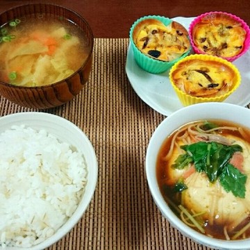 余った餃子の皮＆豆腐を使った今日のご飯♪