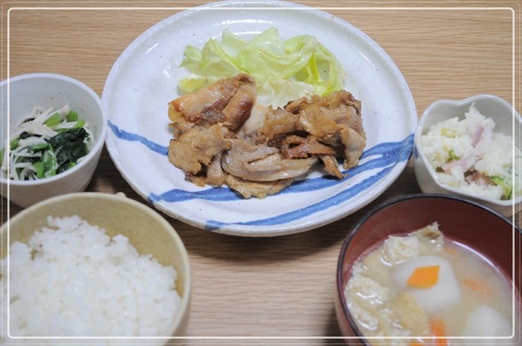 一汁三菜*豚の生姜焼きが主菜の献立