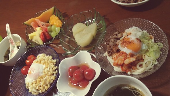 冷やしスタミナうどん♪ 晩ごはん