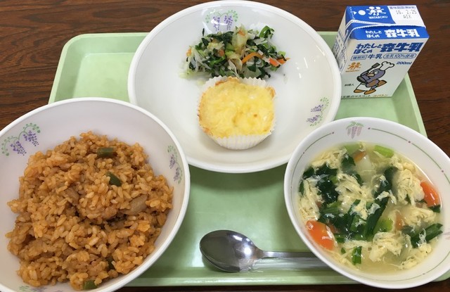 チキンライスと洋風かき玉スープ の献立 By 春日部市学校給食 クックパッド みんながのせた献立