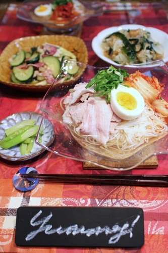 冷やし豚キムチそうめんde晩ごはん♪