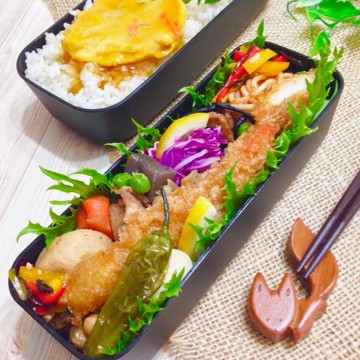 夫のエビフライ弁当♫