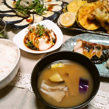 天ぷらで夕食