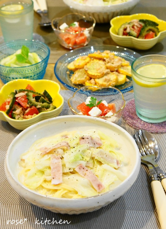 スープパスタで夕食 副菜も野菜たっぷりで By Rose クックパッド みんながのせた献立