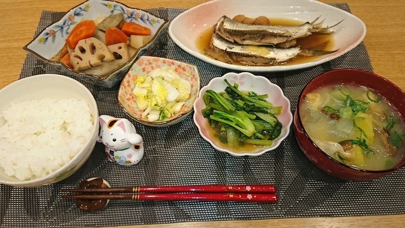 夕食 鰯の煮付け